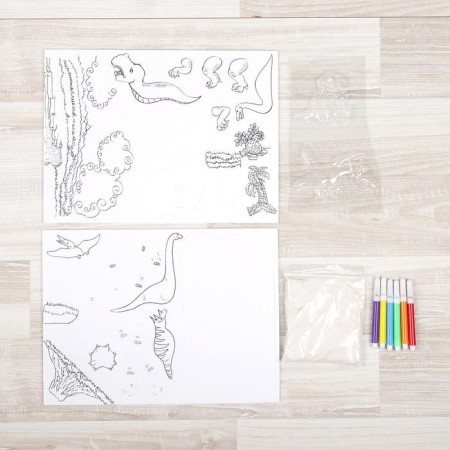 Painted designer-antistress "dinosaurs" + felt-tip pens-2