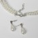 Set 2 objects: earrings, “lady” necklace 2 threads, shiny path, white color in silver, 45 cm