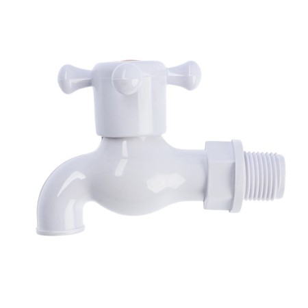 Water cutting tap zein, with a crossbar, pp, with a ball mechanism, white, with a nut-2