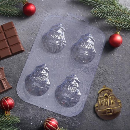 Form for chocolate and sweets Plastic "Mini Santa Claus", cell size 5 × 7 cm, color transparent color