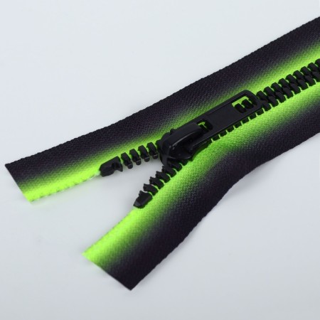 Lightning "Tractor", No. 5, detachable, automatic lock, 70 cm, green/black color-1