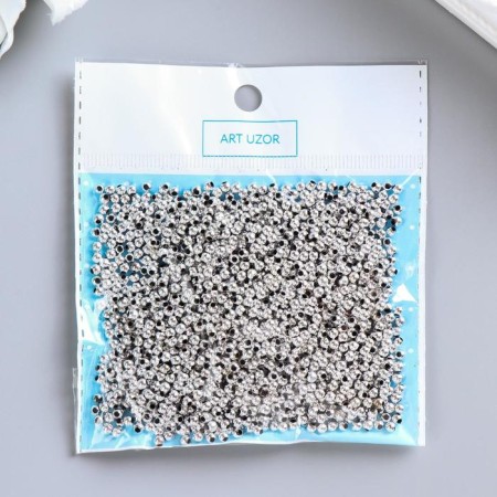 Beads for creativity plastic "silver" set 20 grams 0.3x0.3 cm-2