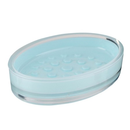 Axentia Graz soap dish made of plastic, volume effect, pastel-blue, 13.5x2x9.5 cm