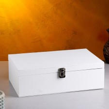 Gift box 34 × 21.5 × 10.5 cm wooden 3 departments, with a closing lid, a white brush