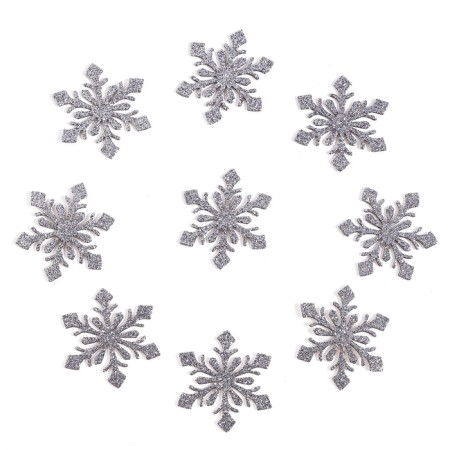 Decor "Snowflakes", set 9 pcs., Color silver