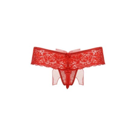 Panties-Schorts with a bow with access Softline Collection, lace, red color, size S/M-2