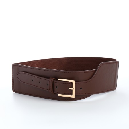 Women's belt, width 6 cm, buckle metal, brown color-6
