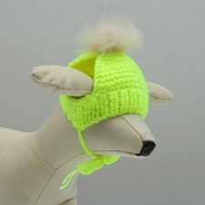 Knitted hat for dogs, with pompom, m-l (head volume 28 cm, height 9 cm), mix