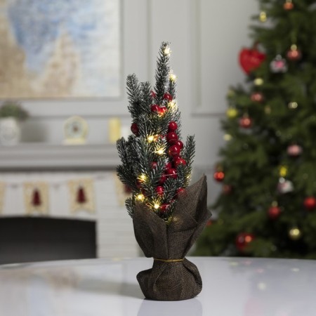 LED figure "Christmas tree with berries", 10 × 33 × 7 cm, plastic, batteries CR2032x2, glow warm white