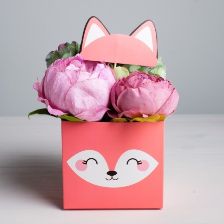 Box for flowers with the topper "Fox", 11 x 12 x 10 cm-3