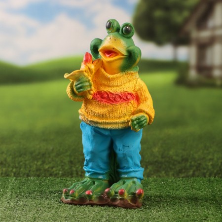 Garden figure "Frog with a jug" 32x16x14cm-1