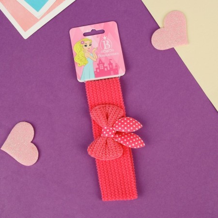 Hair bandage "chosen" bow of peas, 16x3 cm, raspberry-2