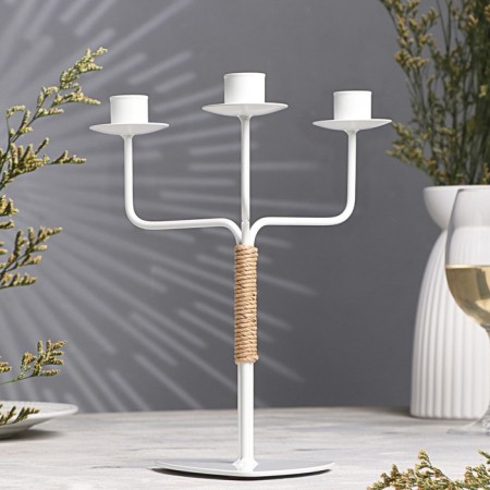 Small candlestick for 3 candles "Shandal", 26.2x20.5 cm, white-1