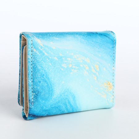 Women's wallet on the button, blue color-1