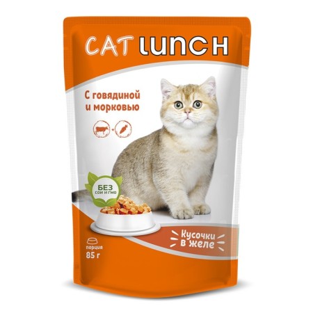Wet Cat Lunch food for cats, pieces in jelly, beef/carrots, 85 g