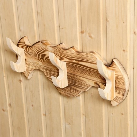 Ban "Carved", 3 hooks, 44x17x4 cm, burned-1