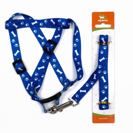 Kapon "Bones and Paws" kit, leash 120 x 1.5 cm, og 30-44 cm, blue-7