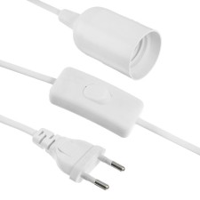 Suspended cartridge with a switch, E27, wire 2 m, white