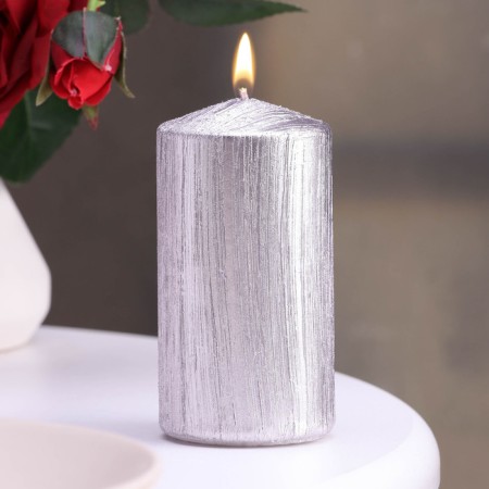 Candle - cylinder "Vintage", 5x10 cm, light pink