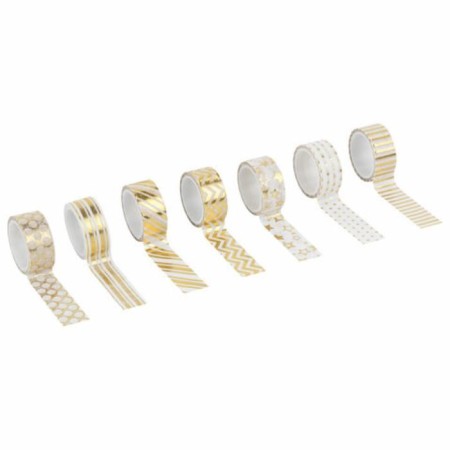 Adhesive Washi durles for decor with foil golden, 15 mm x 3 m (set 7 pcs) rice paper-3