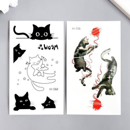 Tattoo on the body phosphorus "cat pranks" mix 6x10.5 cm