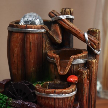 Fountain "Barrels behind the Stone Wall" 20x16 cm (with backlight)-1