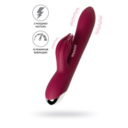 Vibrator with clitoral stimulant L’Eroina by Toyfa Sangra, silicone, burgundy, 20.5 cm