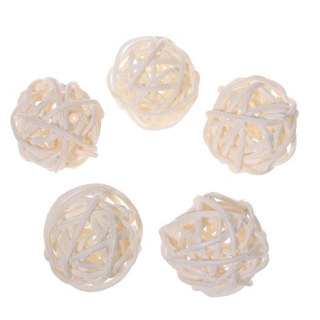 Decorative ball of vines, set of 5 pcs., Size 1 pc. - 3 cm, white color-1