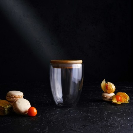 Glass glass with double walls "Eco", 330 ml, the color is transparent-5