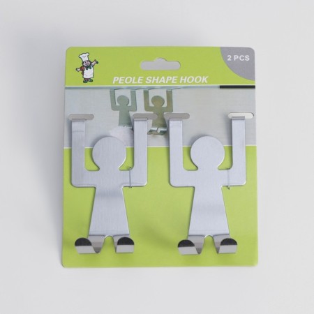 Boar on the door for two hooks "little men", 8 × 3 × 4.5 cm, color chromium-3