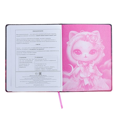 Universal Diary Grade 1-11, 48 sheets "Cat Princess", solid cover of artificial leather, lies, universal cheat sheet, block 80 g/m2-9