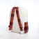 Youth backpack from textiles, 3 pockets, white/brown/red color