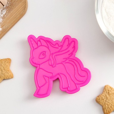 The cookie "unicorn", cutting, stamp, 9.5 × 7 × 1.5 cm, pink color