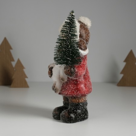 Souvenir ceramics Light "Baby in a red coat, with a Christmas tree and a elk" 10.5x8.5x19 cm-3
