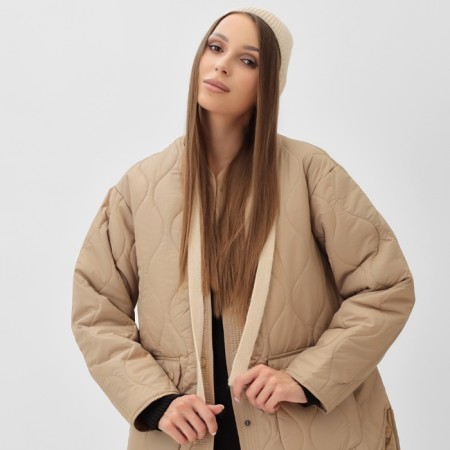 Women's cap with a rabbit hair, p. 56 cm, beige