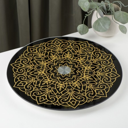 Glass stand for the cake rotating Magistro "East", D = 32 cm, black color