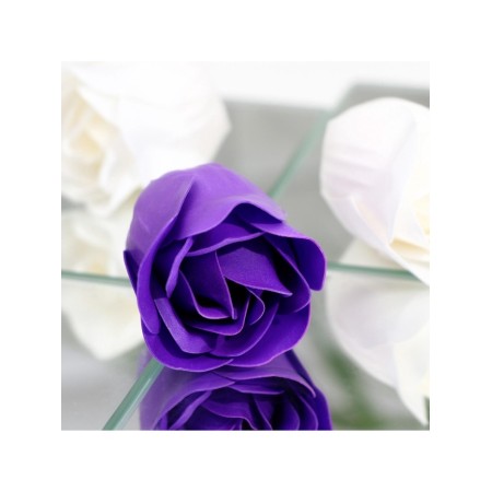 Soap roses, purple and white, set of 9 pcs.-5