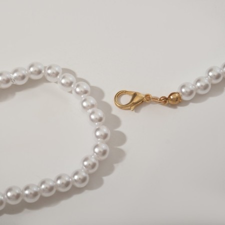 Beads "Pearls" Ring, ball No. 4, white color in gold, l = 50 cm-2