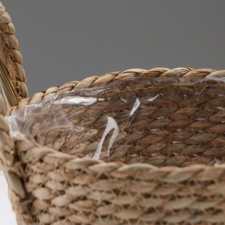 Kashpo wicker "Kenya" round with handles, 17.5x17.5x16 cm, natural-4