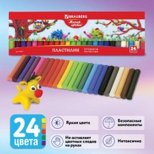 Plasticine 24 colors, 500 g, Brauberg Higher quality, cardboard packaging