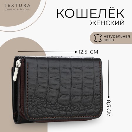 Women's wallet with zipper, Textura, brown color-10