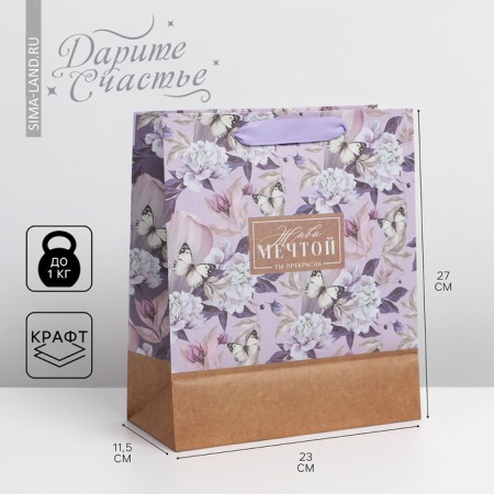 Package Gift Craft Vertical, packaging, “Live Dream”, Ml 23 x 27 x 11.5 cm