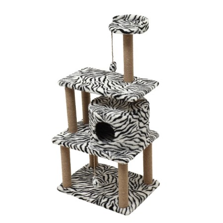 House for cats with a claw, round with toys, 65 x50 x 130 cm, zebra-2