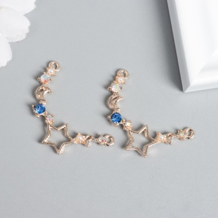Decor for creativity Metal 2 ears "Star and months" gold 2.3x3.3 cm-3