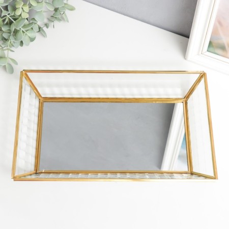 Standing interior glass with a mirror rectangular "wave" 4x20x30 cm-1