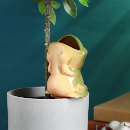 Waxing for home plants and garden "Frog" Kungur ceramics, 0.1l, 16cm, Green-2