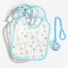 A set of children's slotting cranes I, 4 pcs. + Gift, 20x17 cm., Biryuza color, gray color