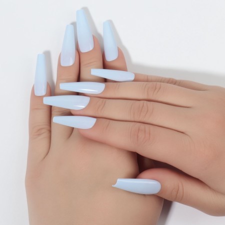 Patching nails, 24 pcs, ballerina shape, blue color-4