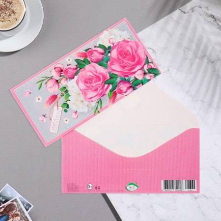 Money envelope "Life is Beautiful" Pink Frame, 17x8 cm