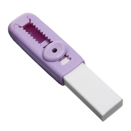 Rectangular white eraser in a plastic sliding holder, a spare eraser, in a blister, mix-3